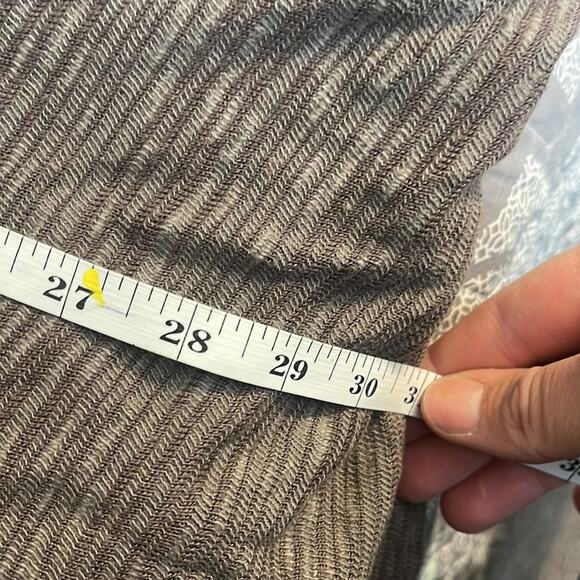 ALLEN ALLEN USA Brown / Tan Knit Cotton Blend Waterfall Open Front Cardigan O/S - Picture 6 of 6